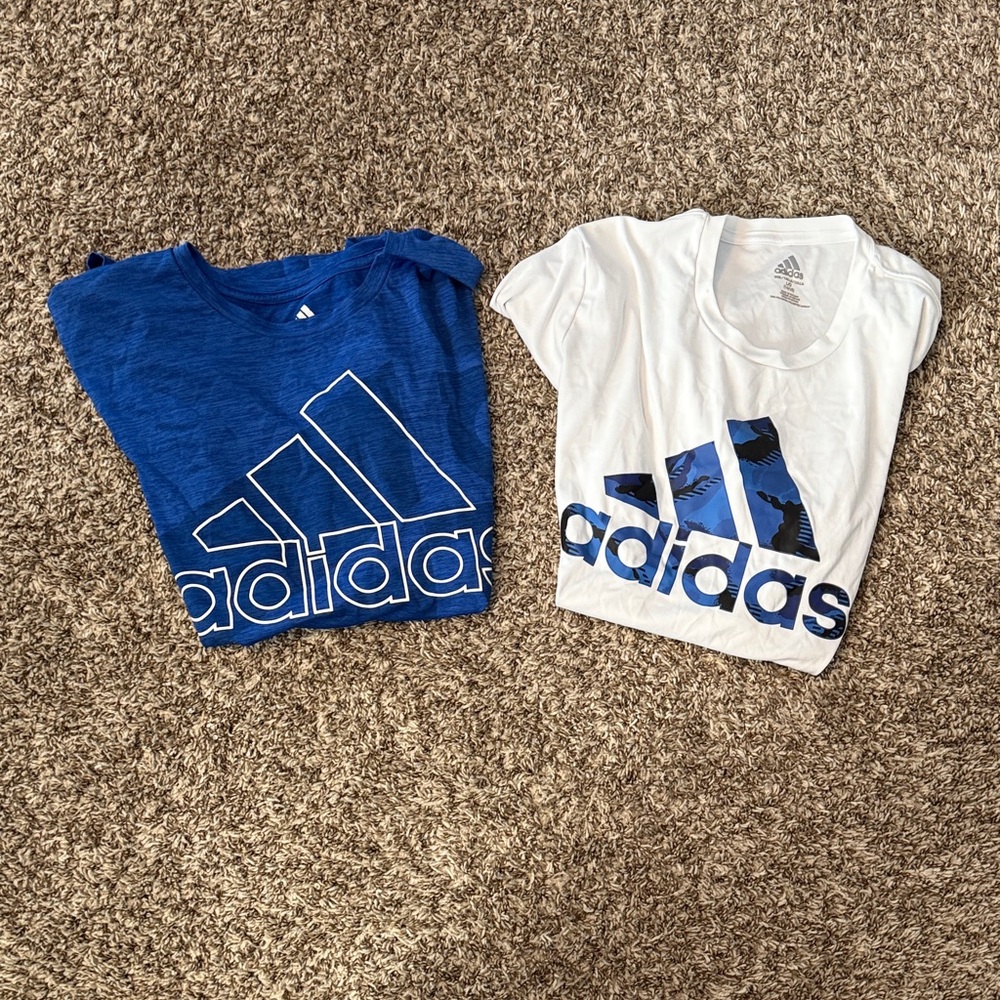 Adidas Kids' Blue and White Graphic Tees